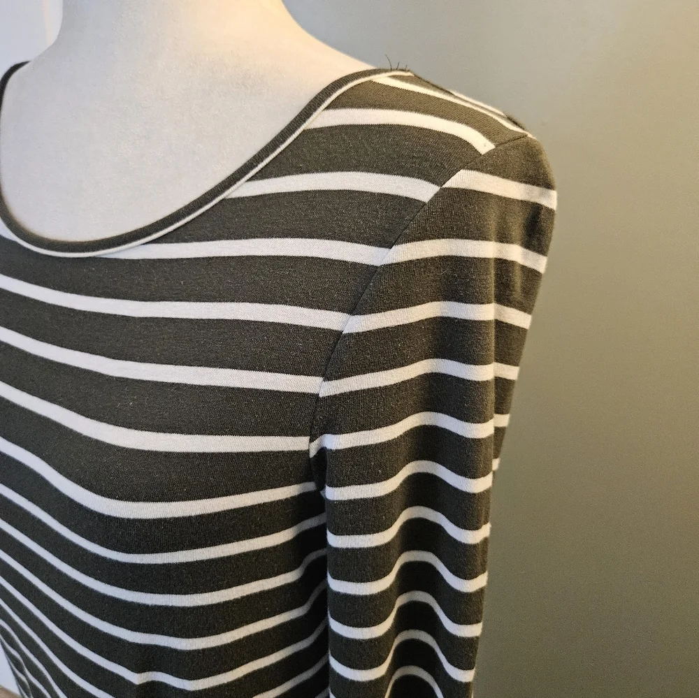Heart & Hips Women's Size Large L Striped Green and White Maxi Dress